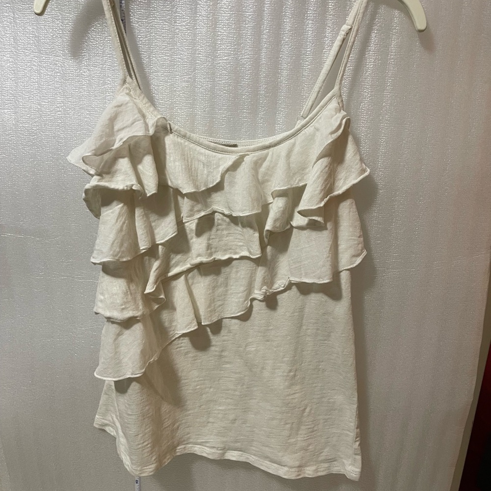 Eyelash Couture Cream Ruffled Camisole Tank Top – Size Small